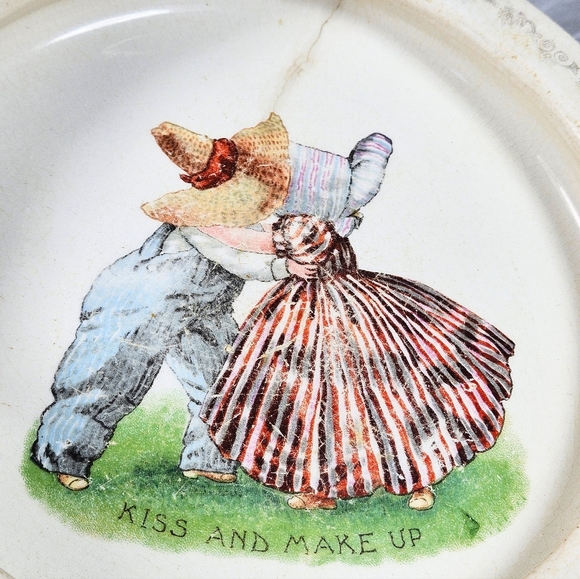 Vintage Antique McNicol Baby bowl plate Semi-porcelain Kiss and Make Up - Picture 9 of 9